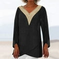 thumbnail image 5 of DDAPJ pyju Clearance Prime Day Women Long Sleeve Cotton Linen Blouses,Lace V Neck Casual Blouse Vintage Solid Longshirt Irregular Tunic Shirt Loose Draped Tops Lightweight Gauze Shirts, 5 of 6