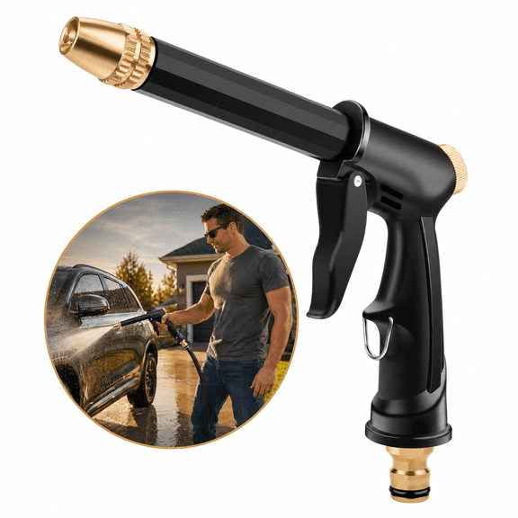 Garden Hose Nozzle, Heavy Duty Metal Water Hose Sprayer with 3 Spray Modes for Car Wash and Garden
