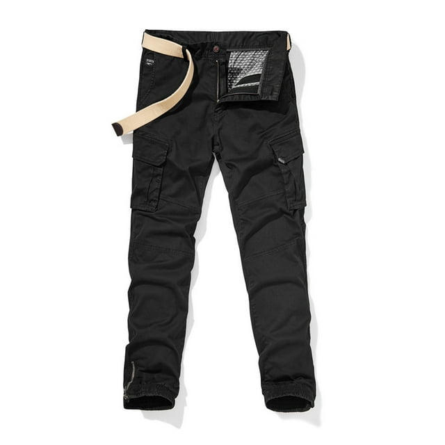 Men's Multi-Pocket Cargo Pants - Durable Outdoor Casual Wear, Washed Finish for Comfort and Utility