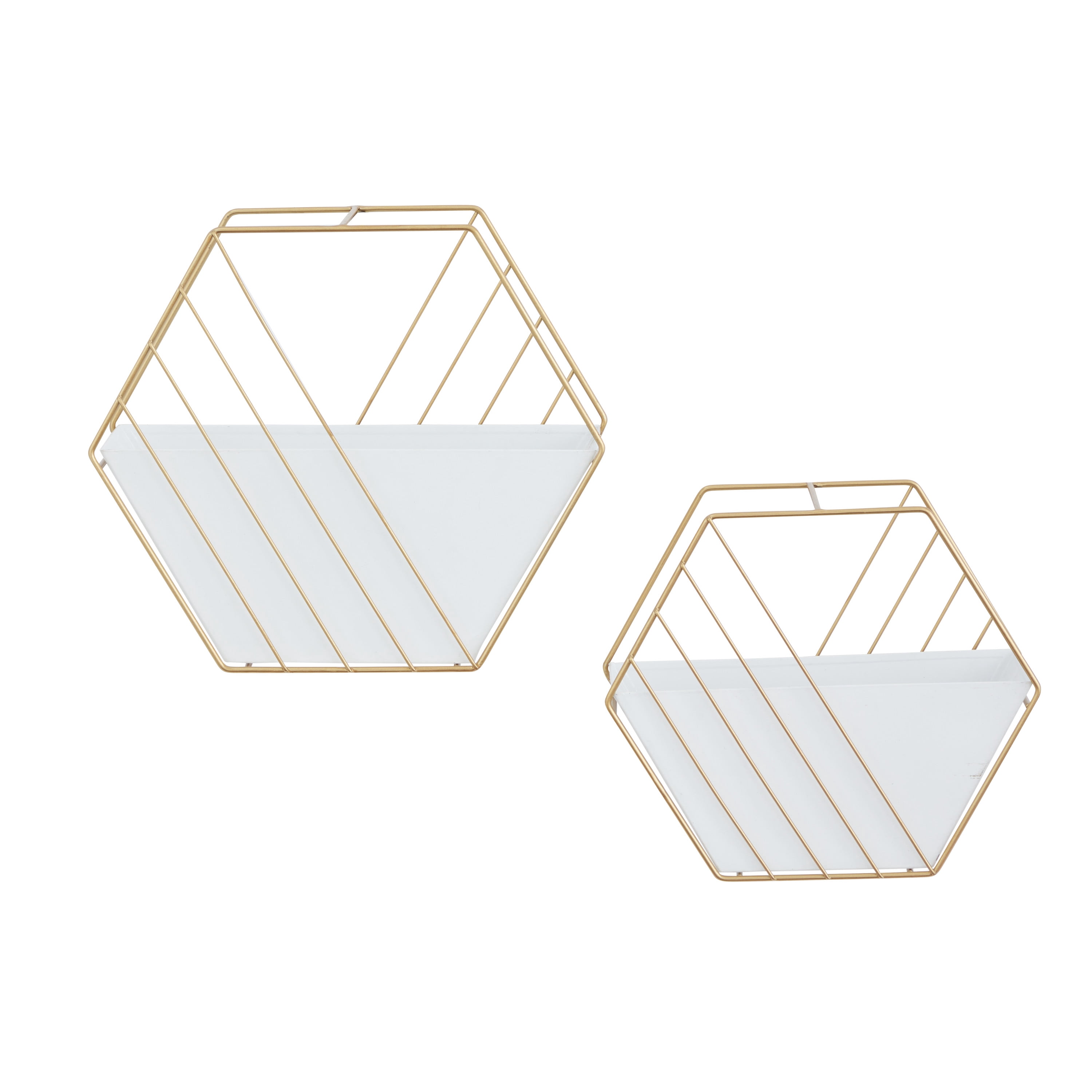 DecMode 10", 9"H Rectangle White Metal Indoor Outdoor Hanging Geometric Wall Planter (2 Count)