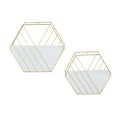 thumbnail image 6 of DecMode 10", 9"H Rectangle White Metal Indoor Outdoor Hanging Geometric Wall Planter (2 Count), 6 of 9