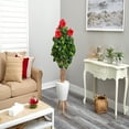 thumbnail image 5 of Nearly Natural 58" Hibiscus Artificial Tree in White Planter with Stand, 5 of 5