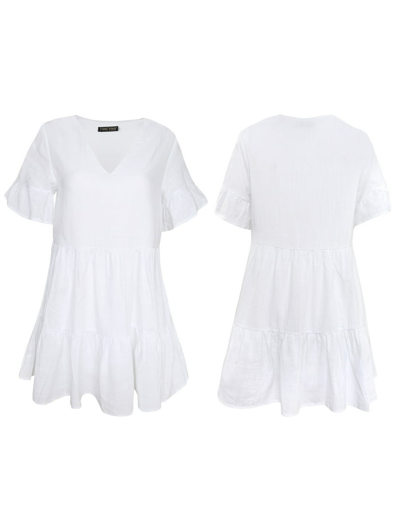 short white bell sleeve dress White Eyelet Lace Mini Dress Belle Rive Boutique