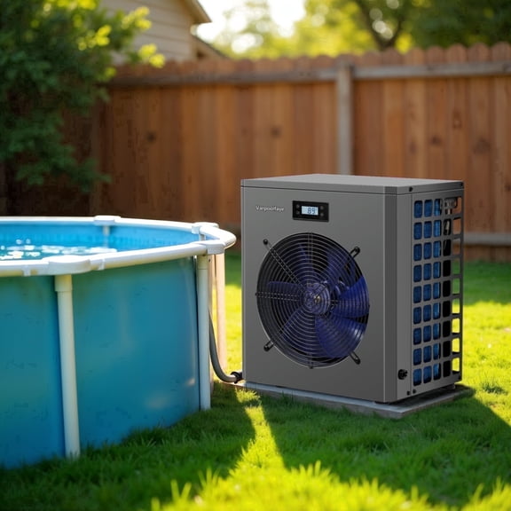 Varpoolfaye 16,000 BTU Swimming Pool Heat Pump Electric Pool Heater for Above Ground Pools Up to 5,000 Gallons, Heating and Cooling Pool Heater 120V