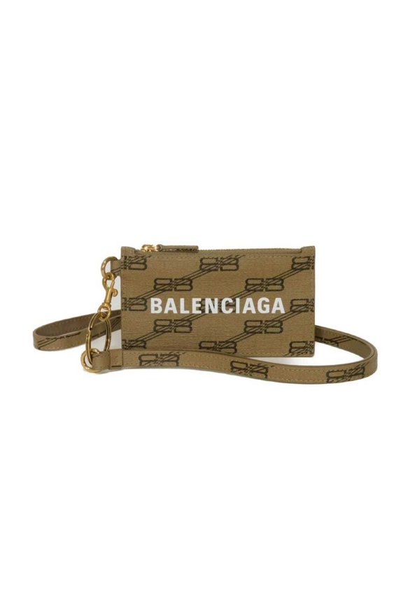 Pre-Owned Balenciaga coin case, cash fragment strap, BB logo, card unused, new beige, 594548...