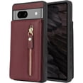 thumbnail image 3 of for Google Pixel 7A Case with Card Holder for Women, for Google Pixel 7A Phone Case Wallet with Credit Card with Ring Kickstand Zipper Shockproof Slim Stand Case - Red Wine, 3 of 12