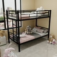 thumbnail image 2 of Leumius Twin Over Twin Bunk Bed for Kids Boys Girls, Metal Bunk Bed with Ladders & Guardrail,Convertible 2 Beds,Black, 2 of 7
