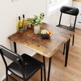 thumbnail image 4 of Modern 3-Piece Dinette/Bistro Set for 2: Square Kitchen Table with Storage Shelf & Upholstered Chairs, Compact Metal Frame for Small Spaces and Breakfast Nooks, 4 of 8