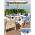 thumbnail image 4 of Outdoor Tablecloth with Umbrella Hole and Zipper, Blue Christmas Rectangle Table Cloth 54x80 Inch Waterproof Tablecloth, Snowman Snowflake Winter Birds Picnic Table Cover for Patio Camping, 4 of 7