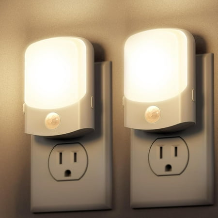 

Motion Sensor Night Light Dusk To Dawn Night Light 2Pack Dimmable Night Light Plug In 30/60/100Lm Daylight White 1W Night Lights Plug Into Wall For Bedroom Kids Room Bathrorm