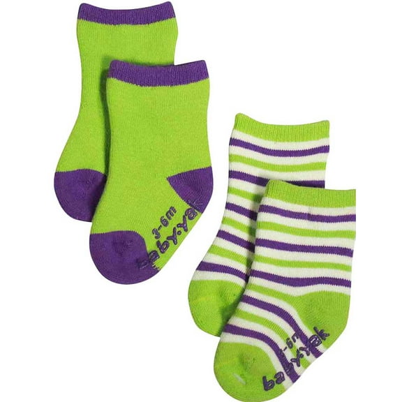 Mak the Yak - Little Boys' Bootie Sock (Pack of 2) 7897-3-6Months (Purple/Lime)