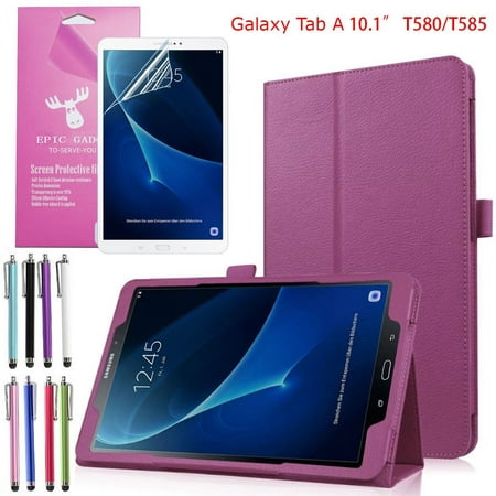 Samsung Galaxy Tab A 10.1 Tablet Folio Case (SM-T580/T585), EpicGadget(TM) Lightweight Slim Smart Cover Leather Case Stand Cover with Auto Sleep/Wake for Tab A 10.1 Tablet + Screen Protector (Best Samsung Tablet Accessories)