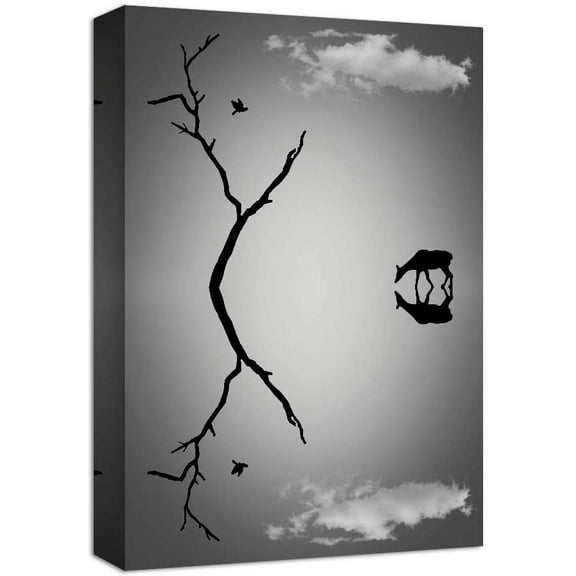 Idea4wall Modern Canvas Wall Art Lonly Animals Canvas Prints for Home Wall Decor, 32"x48"