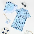 thumbnail image 2 of enyan Toddler Boy Swim Set Toddlers and Baby Boys' 3-Piece Rashguard Sets Swimsuits Sets with Hat Surfing Swimwear Sunsuit,3-6 Months,Sky Blue, 2 of 4