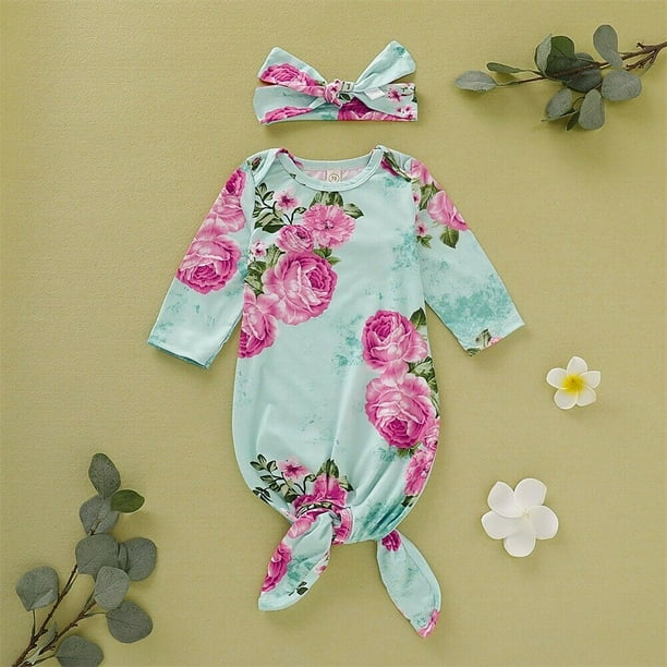 Ruewey Newborn Baby Girl Sleepwear Nightgown Floral Sleeping Gown