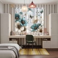 thumbnail image 4 of Teal Tulip Butterfly Kitchen Curtains Window Panels, Beige Turquoise Floral Blue Coastal Insulated Window Treatment Curtain, Grommet Curtains for Bedroom/Living Room/Bathroom, 2 Piece 42"Wx63"L, 4 of 8