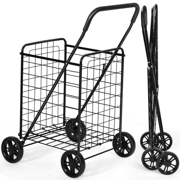 Gymax Lightweight & Foldable Shopping Cart with Wheels
