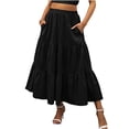 thumbnail image 1 of Women's Fashion Plus Size Solid Color Casual Pocket Ruffles Ruffled Elastic Waist Skirt, 1 of 1