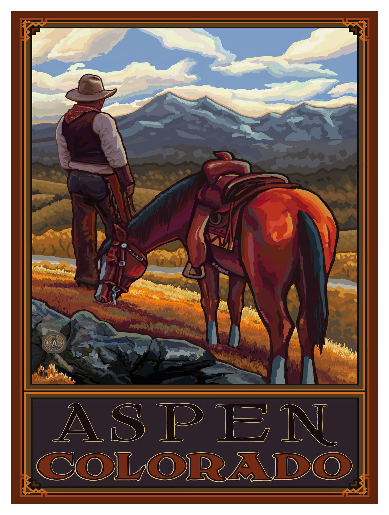 Aspen Colorado Cowboy On Range Giclee Art Print Poster by Paul A