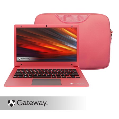 Gateway 11.6  Ultra Slim Notebook  HD  Intel Celeron N4020  64GB Storage  4GB Memory  Cortana  1MP Webcam  Windows 10 S  Microsoft 365 Personal 1-Year Included  Carrying Case Included  Red/Pink