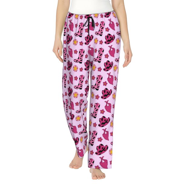 Balery Retro Cowgirl Pantalones de pijama para mujer, pijamas ultraligeros, pantalones de estar por casa-3X-Large