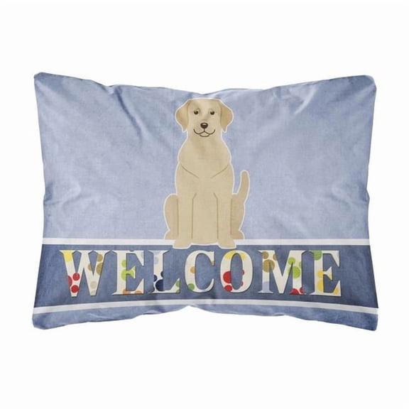 Carolines Treasures BB5636PW1216 Yellow Labrador Welcome Canvas Fabric Decorative Pillow, 12H x16W, multicolor