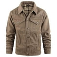 thumbnail image 6 of USNSM Mens Flannel Lined Denim Jacket Button Pockets Western Classic Slim Fit Vintage Long Sleeve Hoodless Jacket Outwear Coat Brown M, 6 of 7