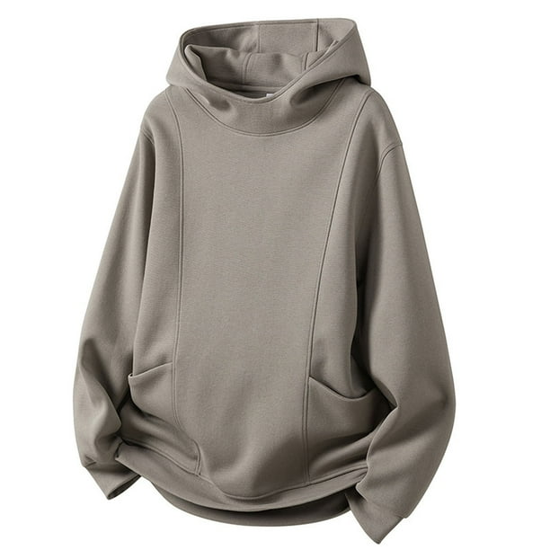 MHFRRA Sudadera con Capucha y Diseño de Media Cremallera para Uso Diario Marrón