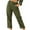 Army Green, variant on Fesfesfes Linen Pants for Women Casual Solid Color Elastic Waist Band Button Closure Pants Loose Comfortable Straight Leg Capri Pants with Pockets