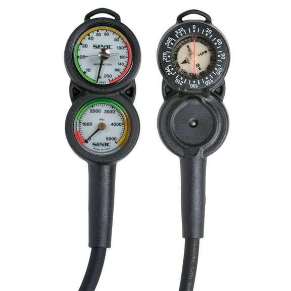 Seac Sub Console 3 Pressure Depth Gauge and Compass
