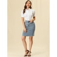 thumbnail image 3 of INSPIRE CHIC Falda Vaquera Midi Básica Desgastada De Cintura Alta Con Dobladillo Rasgado Y Lavado Para Mujer Azul M, 3 of 6