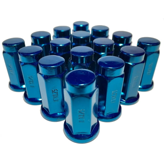 16 Blue 10x1.25 Flat Base Lug Nut Set 14mm Hex ATV UTV Kodiak Banshee Raptor ITP