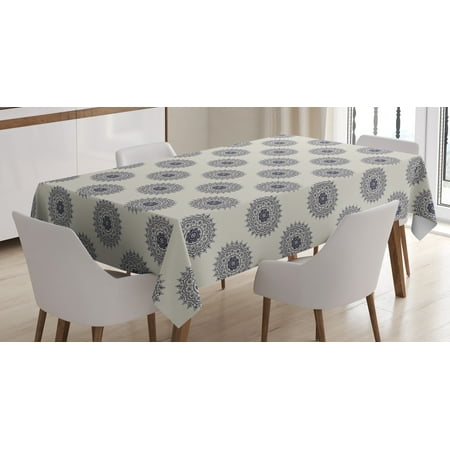 

Oriental Tablecloth Medallion Motif with Floral and Leafy Ornaments Rectangular Table Cover for Dining Room Kitchen Decor 60 X 84 Grey Yellow Violet Blue by Ambesonne