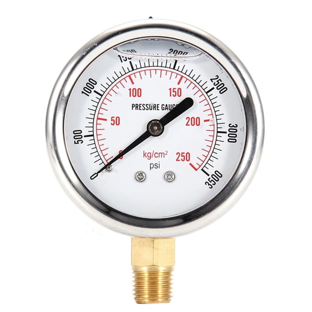 Indicador De Presión De Combustible Lleno De Líquido Hidráulico De Acero Inoxidable 0-3500 Psi Cateissary VI002817-00