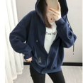 thumbnail image 2 of Chaquetas sólidas para mujer, moda coreana, cárdigans holgados de manga larga con capucha, abrigos de gran tamaño con una botonadura, ropa informal para mujer, 2 of 5