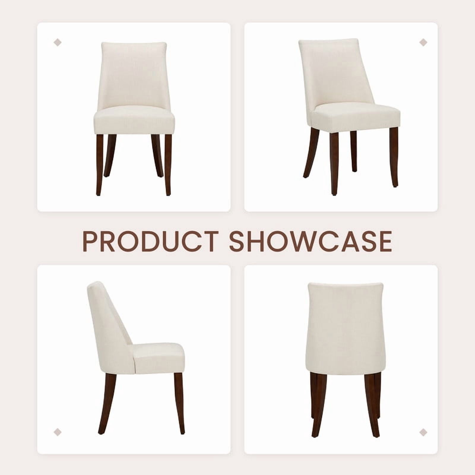 COLAMY Set of 4 Upholstered Dining Chairs, Modern Fabric Kitchen & Dining Room Chairs with Ergonomic High Back and Solid Wood Legs, Farmhouse Side Chairs, Beige