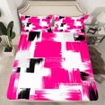 thumbnail image 2 of Manfei Geometric Graffiti Twin Sheet Set (3-Piece) Modern Abstract White Pink Black Ultra Soft Decor For Kids, 2 of 7