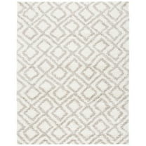 SAFAVIEH Arizona Briella Geometric Shag Area Rug, Ivory/Beige, 4' x 6'