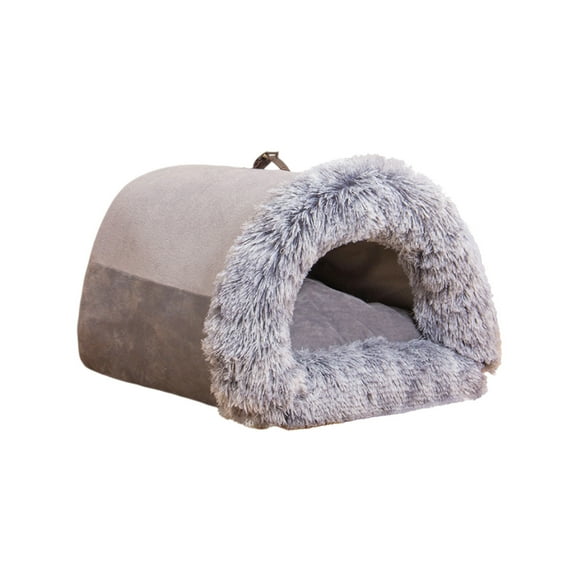 Btomtd Indoor Dog House with Foldable Soft Kennel, Warm Cat House and Puppy Cave with Cushion, Cozy Dog Bed and Cat Bed for Small Medium Large Dogs and Cats, Gray
