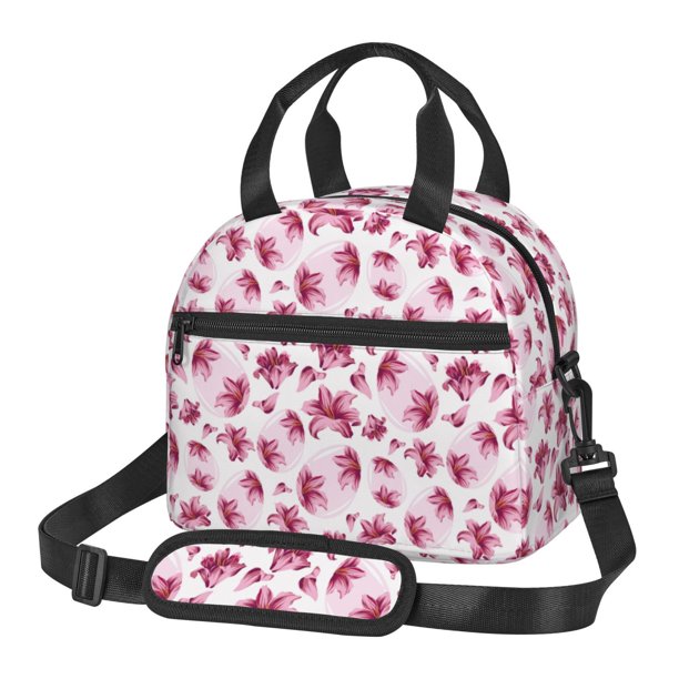 Fotbe Lilies Flowers Bolsa de Almuerzo con Estampado, Lonchera Aislada, Contenedores de Comida Reutilizables Tipo Cooler a Prueba de Fugas
