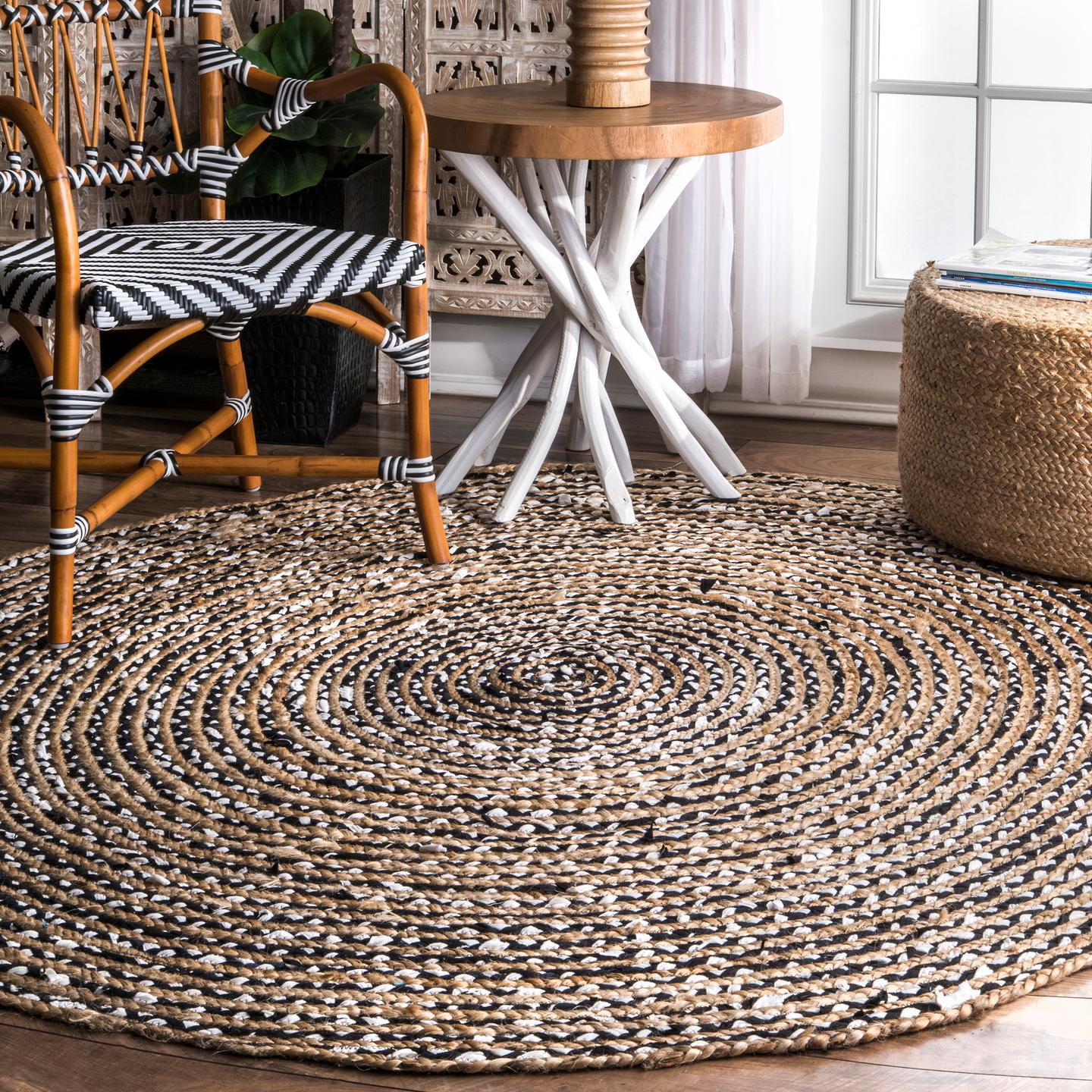nuLOOM Glinda Natural Fiber Jute Area Rug, 7' 6" x 9' 6", Black