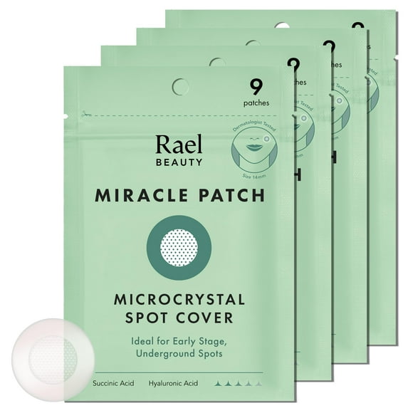 Rael Miracle Microcrystal Spot Cover - Hydrocolloid, Patches with Tea Tree Oil, Early Stage (36 Count)