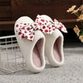 thumbnail image 6 of Xfvqtps Women Fluffy Slippers Strawberry Print Bow Versatile Cute Indoor Home Funny Winter Non-Slip Thick Sole Plush Slippers White, 6 of 9