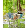 thumbnail image 3 of Fsddascl Orange Teal Red Outdoor Tablecloth - 60 Inch Round Dining Table Cover, Boho Modern Abstract Splashing Art Waterproof Outdoor Table Cloth with Umbrella Hole & Zipper for Picnic/Patio/Party, 3 of 7