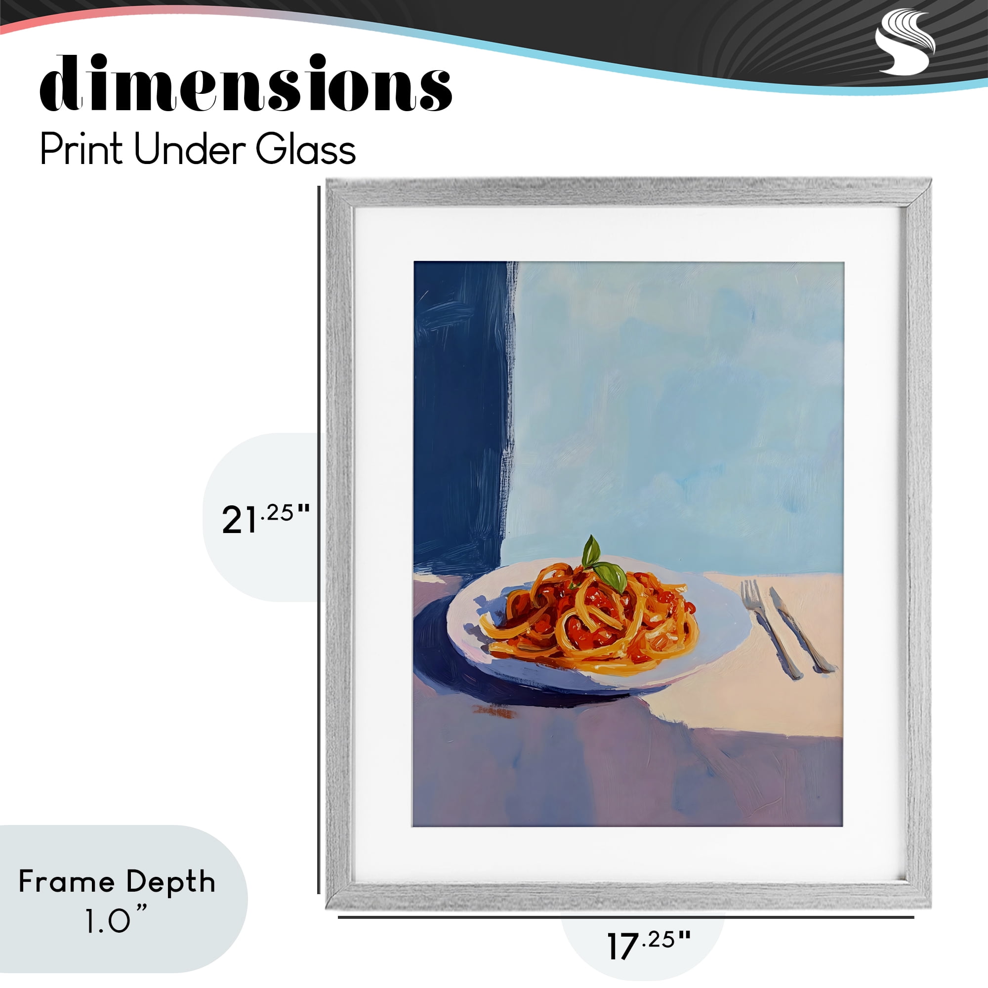Stupell Industries Italian Spaghetti on Plate Gray Framed Print Under Glass, design by The Prints Vibe