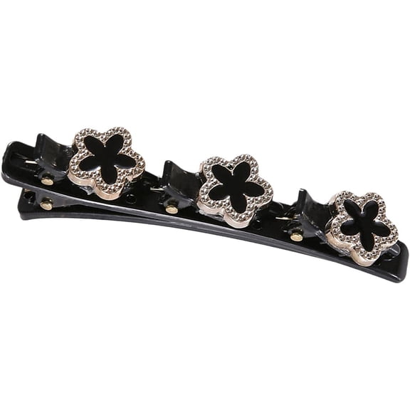 Sparkling Crystal Stone Braided Hair Clips for Women, Double Braided Hair Clip Glitter Rhinestone Hair Clip Duckbill Hairpin for Styling