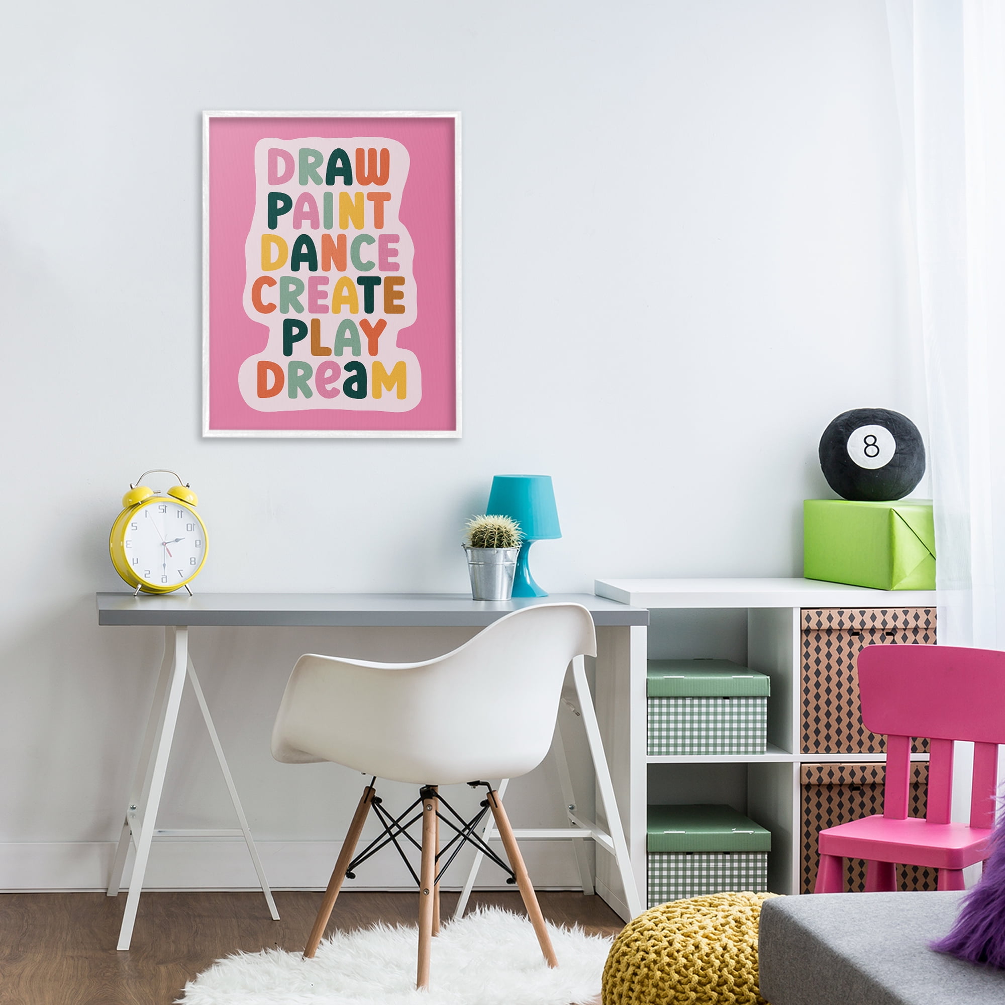 Draw Paint Dance Create White Framed Giclee Art, design by Julia Frost