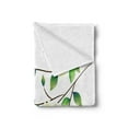 thumbnail image 2 of Dragonfly Soft Flannel Fleece Blanket, Leaves with Little Dragonflies and Jasmine Environmental Botanical Illustration, Cozy Plush for Indoor and Outdoor Use, 70" x 90", Green White, by Ambesonne, 2 of 5