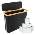 thumbnail image 4 of Qianwei Toilet Paper Holder - Toilet Paper Storage Basket with Lid and Handle, Bathroom Organization Boxesholds up to 12 Rolls , Black, 4 of 12
