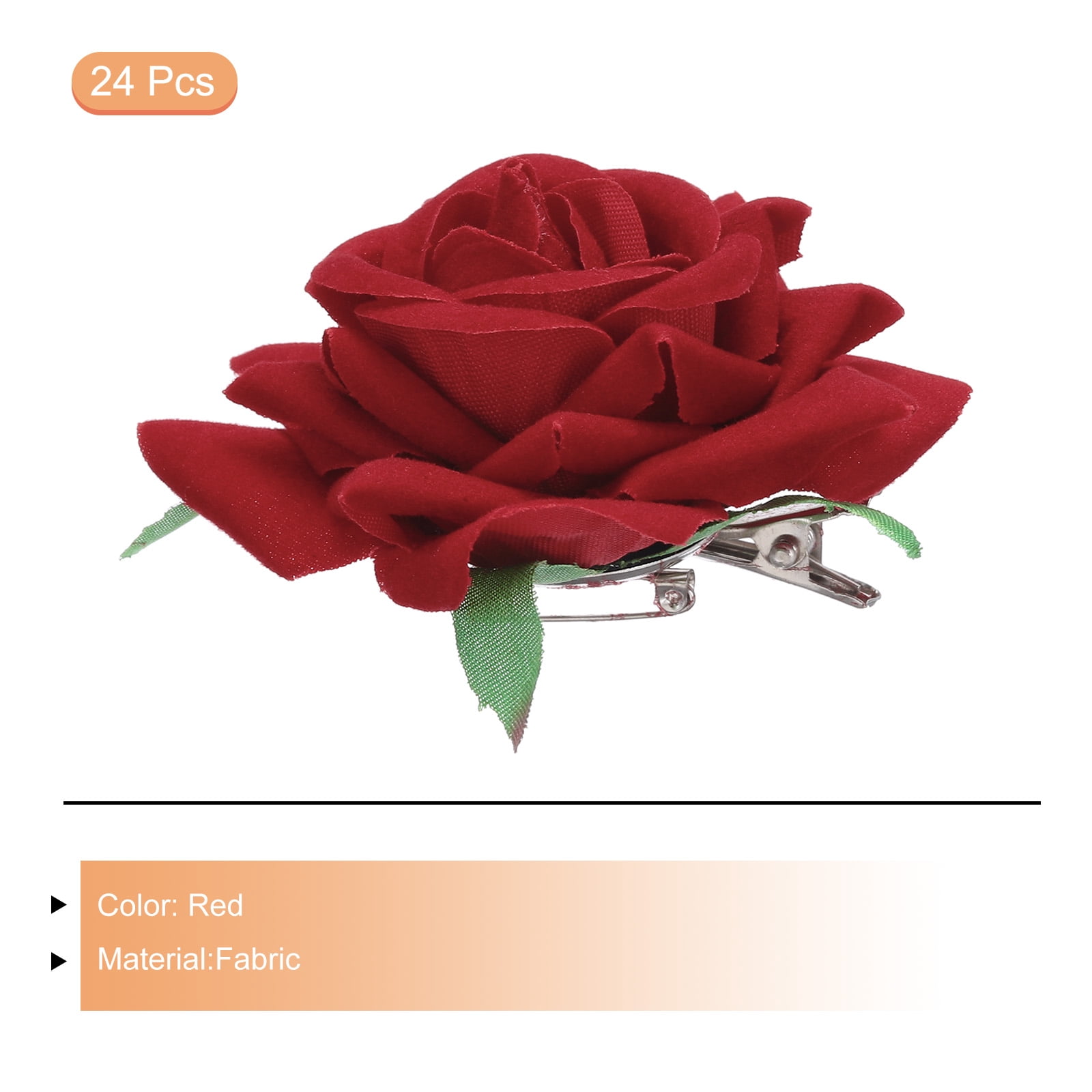24 Pcs Rose Flower Hair Clips 3 Inch Flower Hair Pins for Women Hair Accessories Red